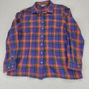 Duluth Trading Flannel Shirt Mens L Red Blue Plaid Outdoors Hiking‎ Camping